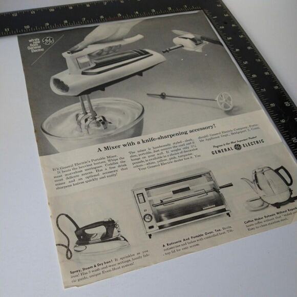 GE Appliances - Mixer Coffee Maker Kitchen - Vtg 1961 B&W Print Ad - Picture 2 of 10